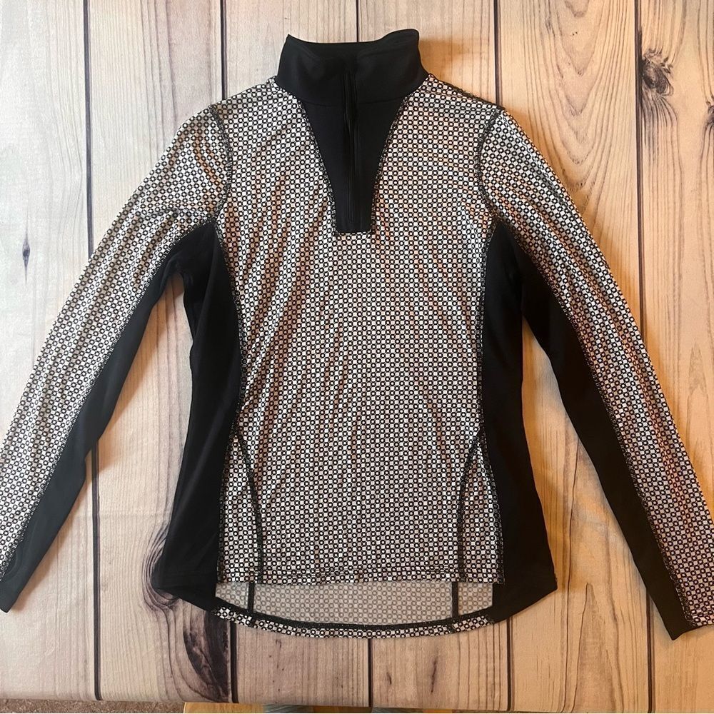 Lands End Sport 1/4 Zip Black & White Athletic Pullover